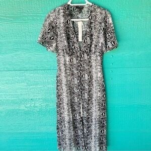 BLOOMINGDALE’S AQUA SHEER LAYER MIDI DRESS SIZE XS NWT